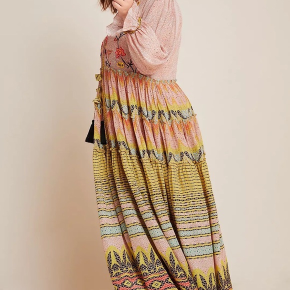 Anthropologie Bhanuni by Jyoti Giorgia Embroidered Maxi Dress NWOT - Picture 6 of 12